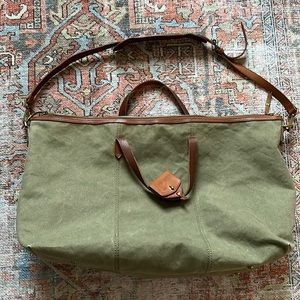 Madewell Overnight Bag in green canvas